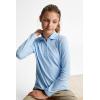 French Toast Girls Plus Size’ Uniform Long Sleeve Polo with Picot Collar (Standard & Plus)(Light Blue)