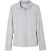 French Toast Girls Plus Size’ Uniform Long Sleeve Polo with Picot Collar (Standard & Plus)(Heather Gray)