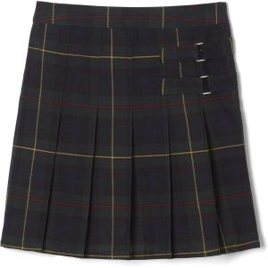 French Toast Girls Plaid Adjustable Waist Pleated-Front Two-tab Scooter(Green Plaid)