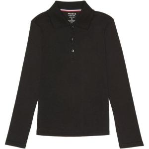 French Toast Girls Plus Size’ Uniform Long Sleeve Polo with Picot Collar (Standard & Plus)(Black/Black)