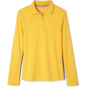 French Toast Girls Plus Size’ Uniform Long Sleeve Polo with Picot Collar (Standard & Plus)(Gold)
