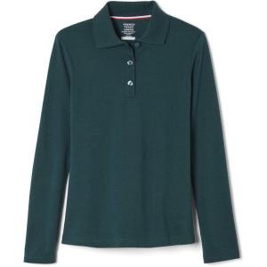 French Toast Girls Plus Size’ Uniform Long Sleeve Polo with Picot Collar (Standard & Plus)(Hunter/Hunter)