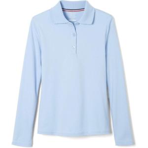 French Toast Girls Plus Size’ Uniform Long Sleeve Polo with Picot Collar (Standard & Plus)(Light Blue)