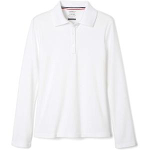 French Toast Girls Plus Size’ Uniform Long Sleeve Polo with Picot Collar (Standard & Plus)(White)