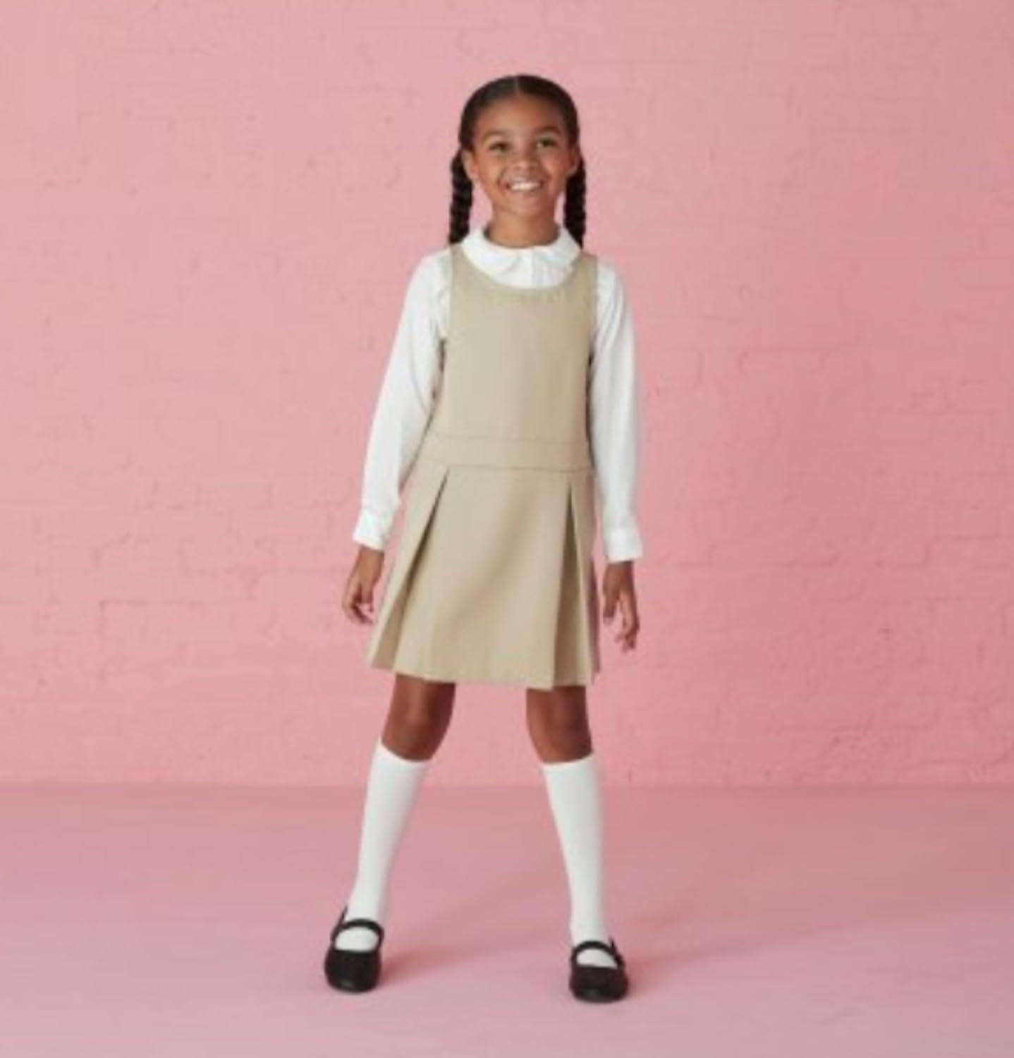 imageFrench Toast Girls Long Sleeve Woven Shirt with Peter Pan Collar Standard ampamp PlusLight Blue
