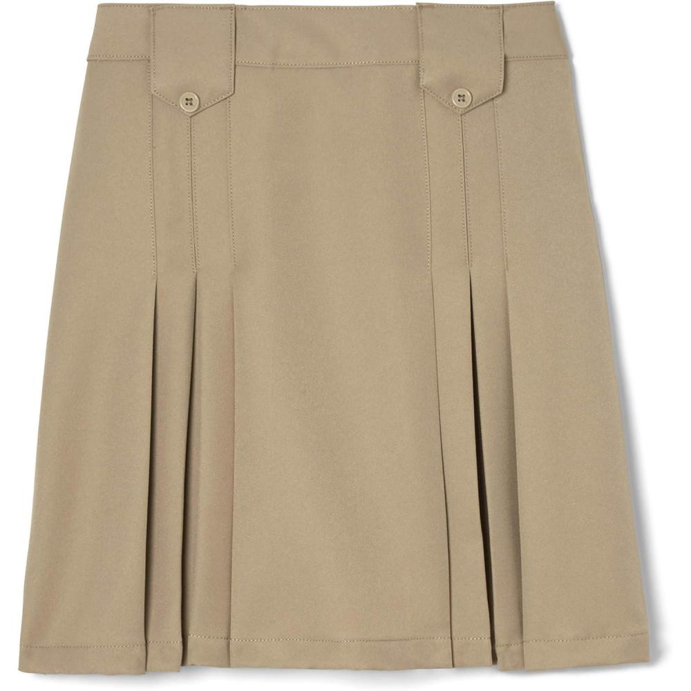 imageFrench Toast Big Girls Front Pleated Skirt with TabsKhaki