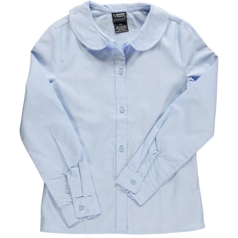 imageFrench Toast Girls Long Sleeve Woven Shirt with Peter Pan Collar Standard ampamp PlusBlue