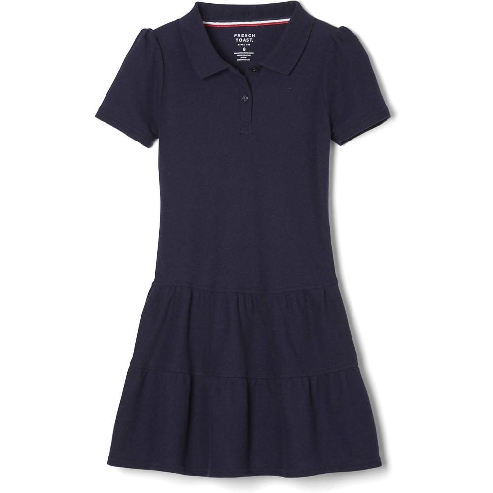 imageFrench Toast Girls Ruffle Pique Polo School Uniform DressNavy