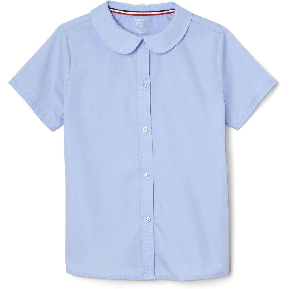 imageFrench Toast Girls Short Sleeve Peter Pan Collar Blouse Standard ampamp PlusLight Blue