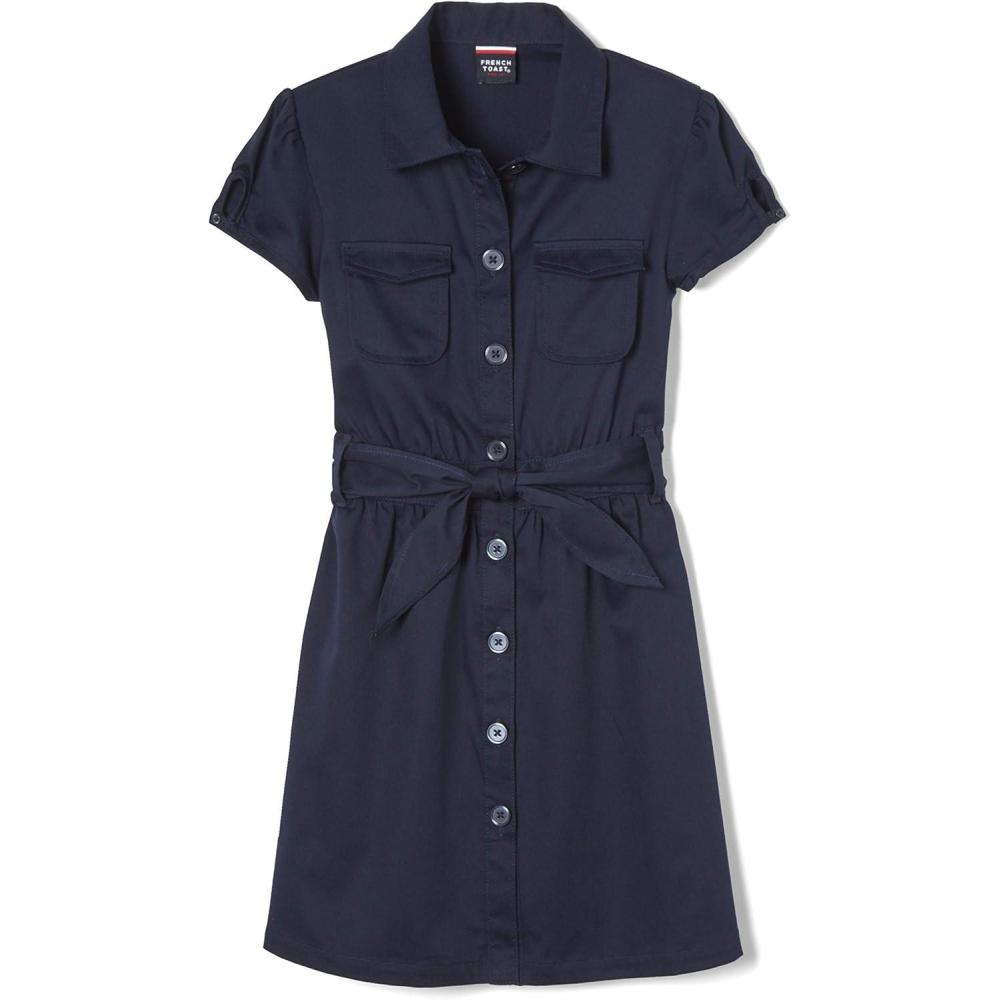 imageFrench Toast Girls Short Sleeve Safari DressNavy