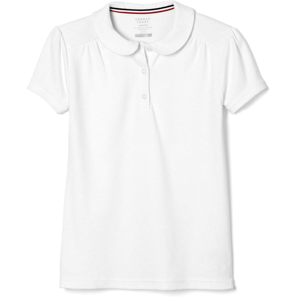 imageFrench Toast Toddler Girls Short Sleeve Peter Pan Collar PoloWhite