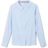 French Toast Girls Long Sleeve Woven Shirt with Peter Pan Collar (Standard & Plus)(Light Blue)