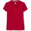 French Toast Toddler Girls Short Sleeve Peter Pan Collar Polo(Red)