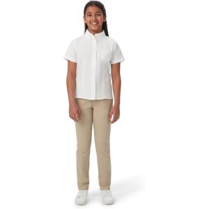 French Toast Girls’ Fitted Short Sleeve Wrinkle-Resistant Blouse(White)