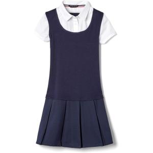 French Toast Girls Pleat 2-fer Dress(Navy)