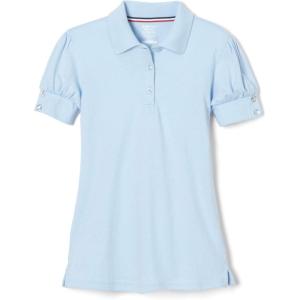 French Toast Girls Puff Sleeve Double Button Polo(Light Blue)