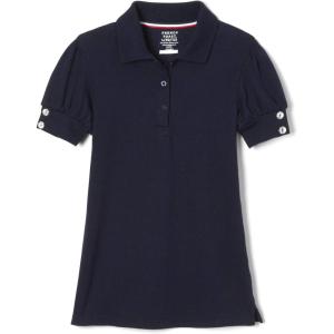 French Toast Girls Puff Sleeve Double Button Polo(Navy)