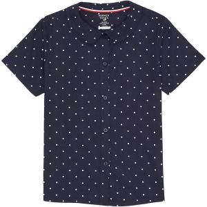 French Toast Girl’s Short Sleeve Peter Pan Collar Blouse (Standard & Plus)(Navy & White)