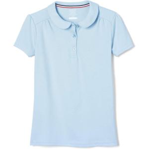 French Toast Toddler Girls Short Sleeve Peter Pan Collar Polo(Light Blue)