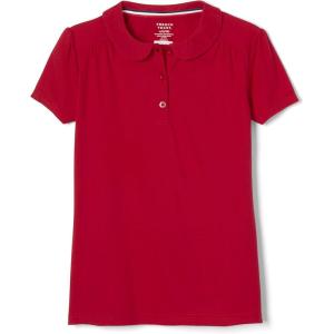 French Toast Toddler Girls Short Sleeve Peter Pan Collar Polo(Red)