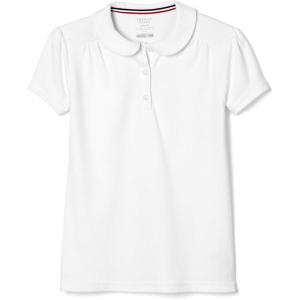 French Toast Toddler Girls Short Sleeve Peter Pan Collar Polo(White)