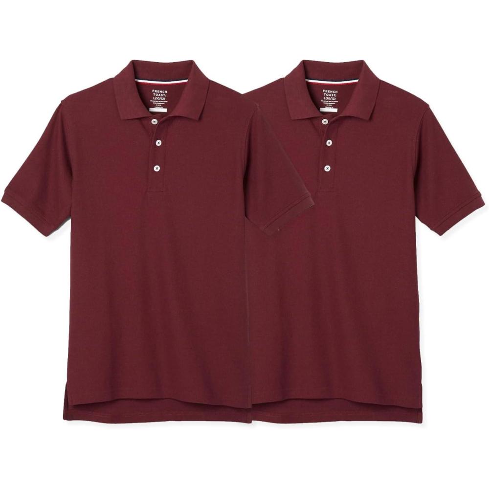 imageFrench Toast Boys 2Pack Short Sleeve Pique Polo ShirtBurgundy