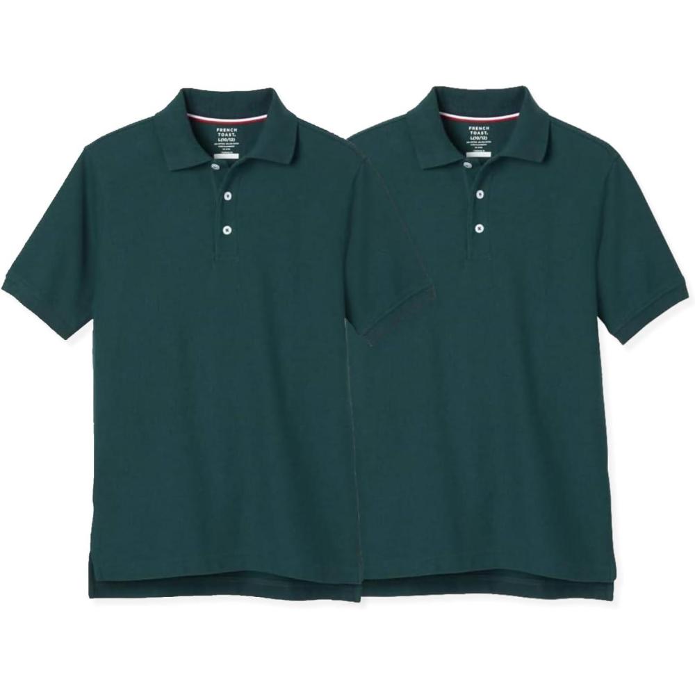 imageFrench Toast Boys 2Pack Short Sleeve Pique Polo ShirtHunter Green