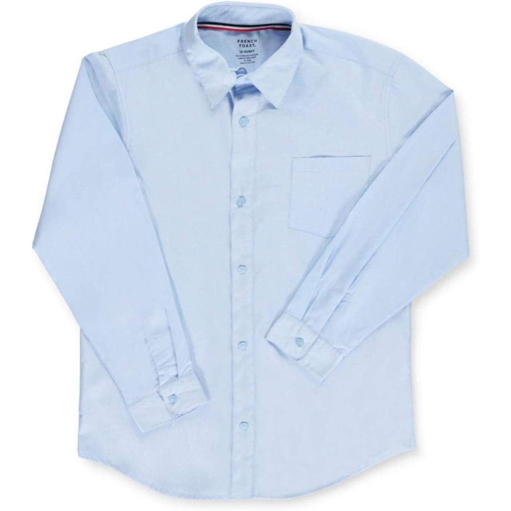 imageFrench Toast Boys Expandable Collar Button Down Dress Shirt with Long Sleeves Standard ampamp HuskyBlue
