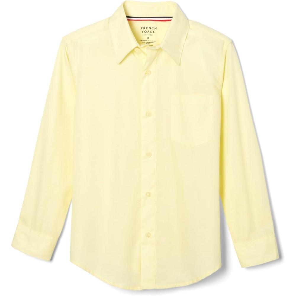 imageFrench Toast Boys Expandable Collar Button Down Dress Shirt with Long Sleeves Standard ampamp HuskyYellow