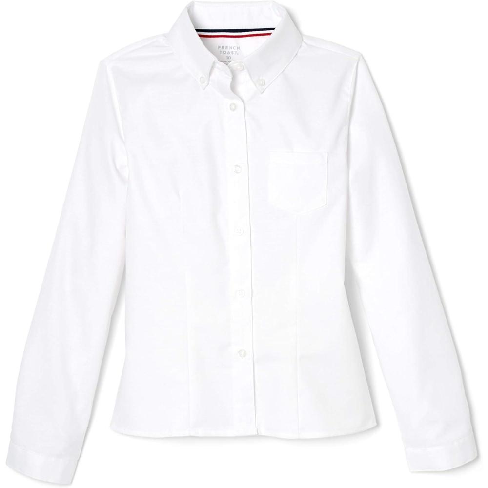 imageFrench Toast Girls Fitted WrinkleResistant Long Sleeve Oxford ShirtWhite