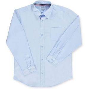 French Toast Boys’ Expandable Collar Button Down Dress Shirt with Long Sleeves (Standard & Husky)(Blue)