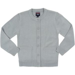 French Toast Girls Anti-Pill Crew Neck School Uniform Cardigan Sweater(Heather Gray)
