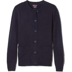 French Toast Girls Anti-Pill Crew Neck School Uniform Cardigan Sweater(Navy)