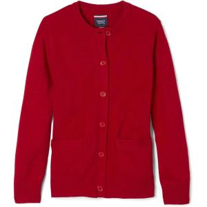 French Toast Girls Anti-Pill Crew Neck School Uniform Cardigan Sweater(Red)