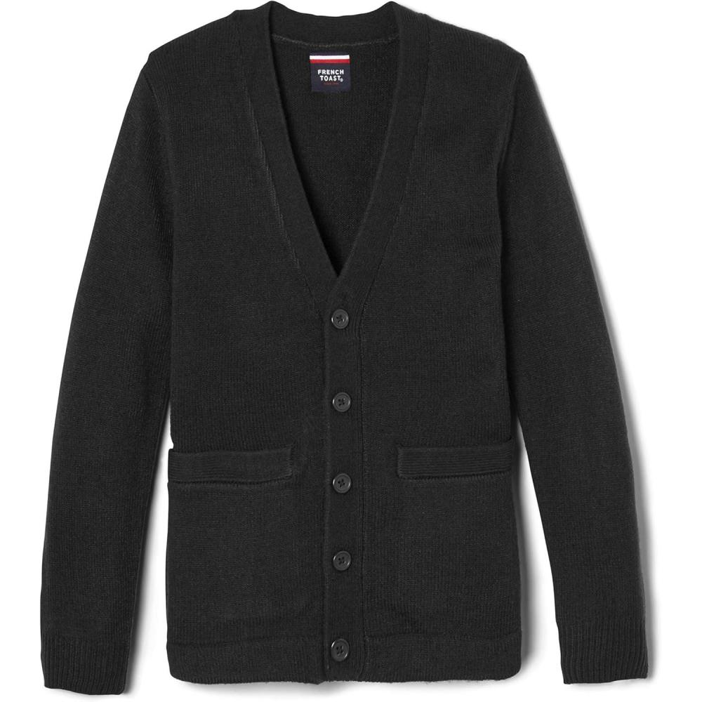 image:imageFrench Toast Unisex Antipill Vneck Standard amp Husky School Uniform Cardigan SweaterBlack