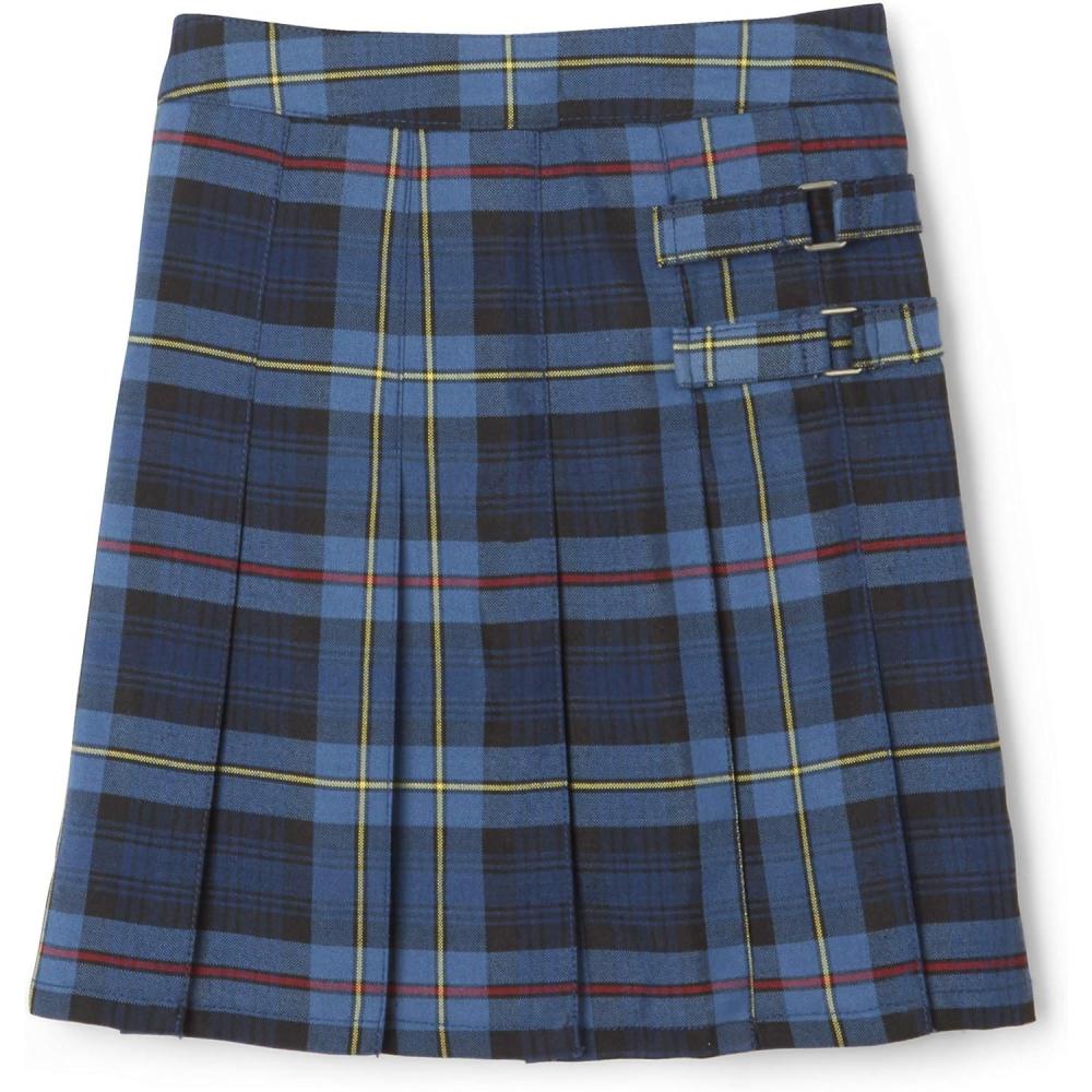 image:imageFrench Toast Girls Plaid Adjustable Waist PleatedFront Twotab ScooterBlue  Red Plaid