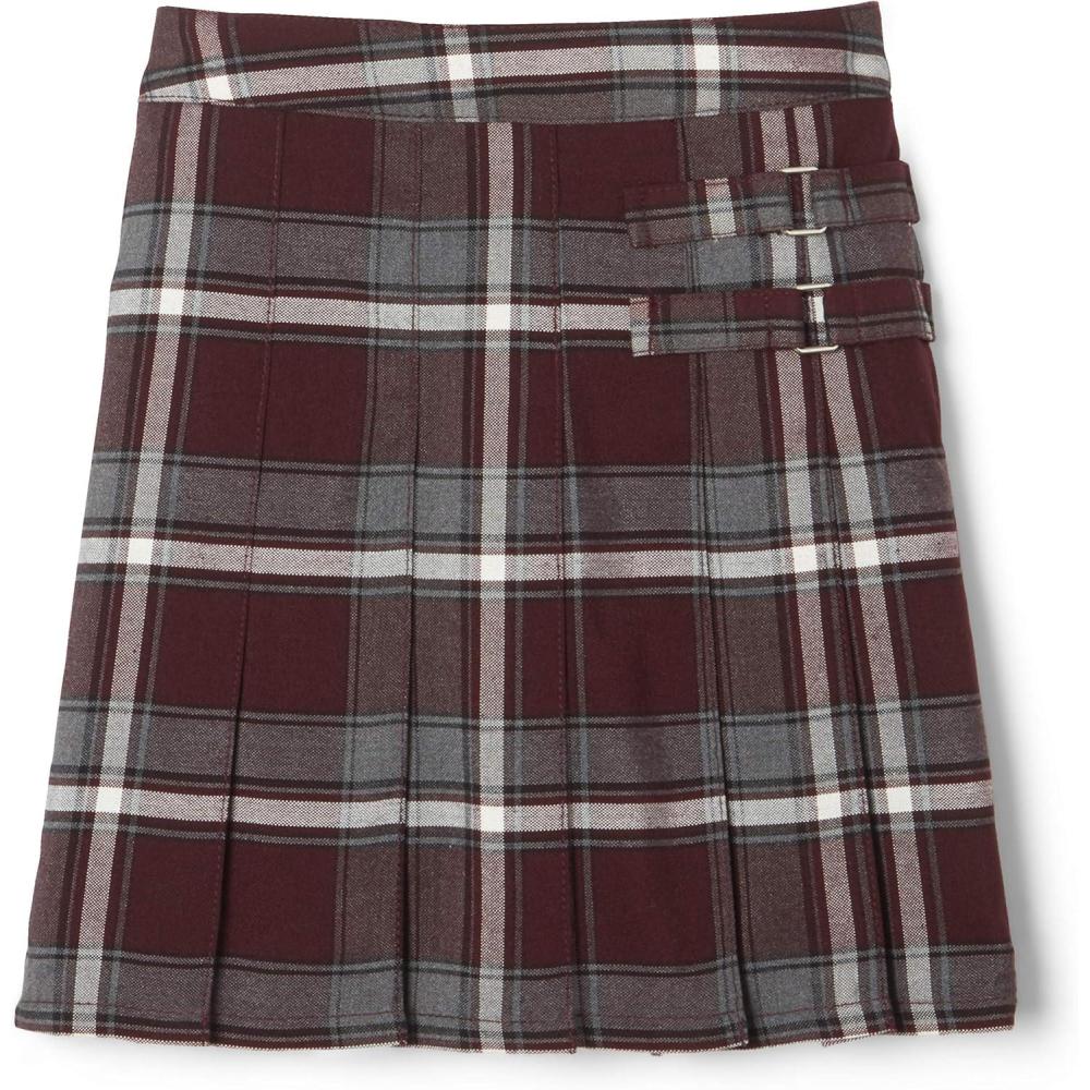 image:imageFrench Toast Girls Plaid Adjustable Waist PleatedFront Twotab ScooterBurgundy Plaid