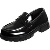 French Toast Girls Round Toe Ankle Strap Maryjane School Shoes – Mary Jane Chunky Platform Oxford Dress Shoe Pumps – Black/Navy/Brown (Size 12-5 Little Kid/Big Kid)(Black Shine)
